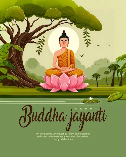 PSD happy buddha jayanti and happy vesak day social media instagram template