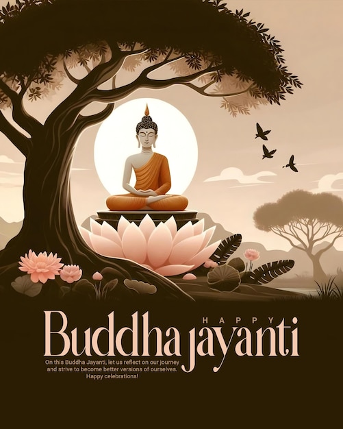 PSD happy buddha jayanti and happy vesak day social media instagram template