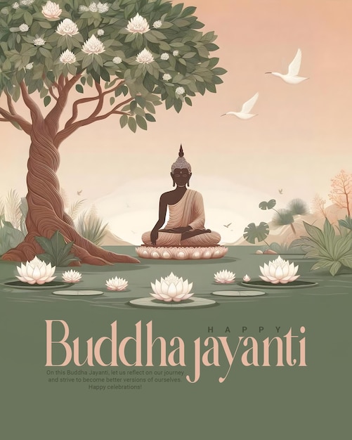 Happy Buddha Jayanti and happy Vesak day Social Media Instagram template