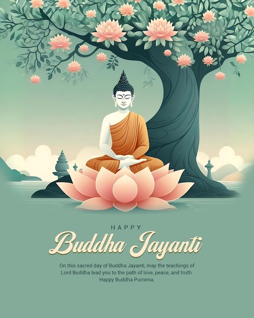 Happy Buddha Jayanti with love and bodhi day social media post banner template