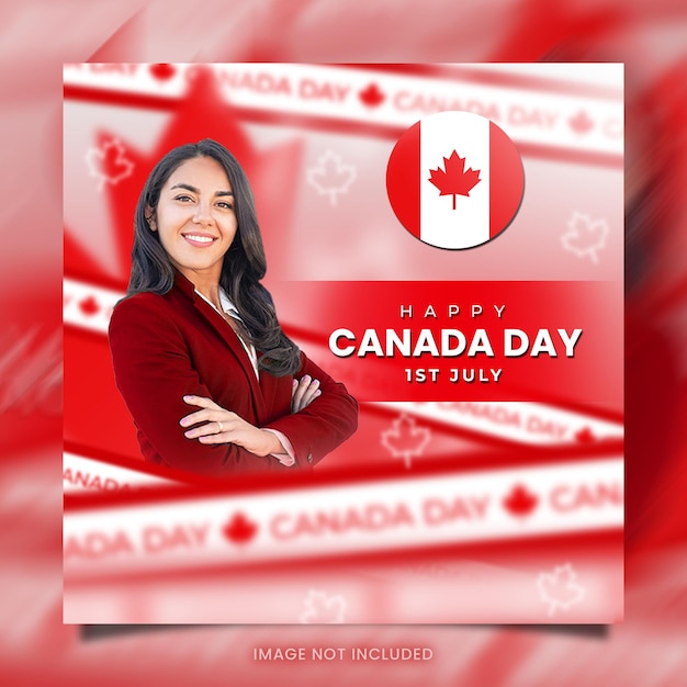 happy canada day social media post banner design template editable psd file