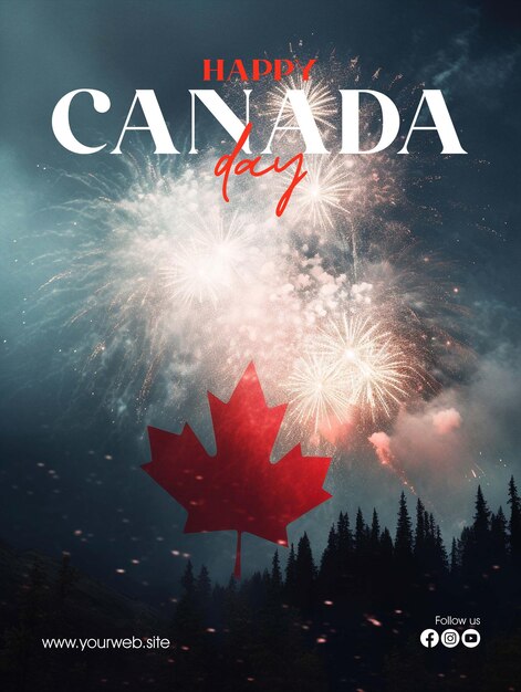 PSD happy canada day social media post poster