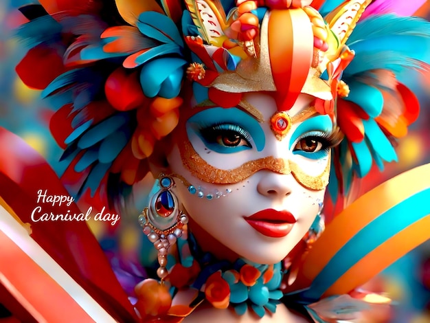 PSD happy carnival day colorful and blur background