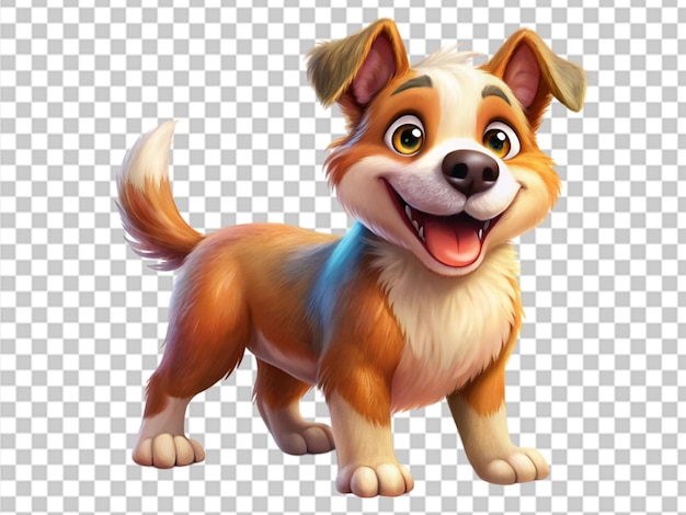 PSD happy cartoon puppy with collar