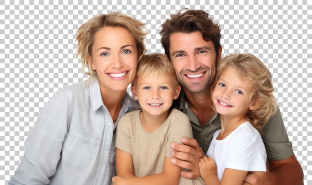 Happy Caucasian Family Isolated on Transparent Background