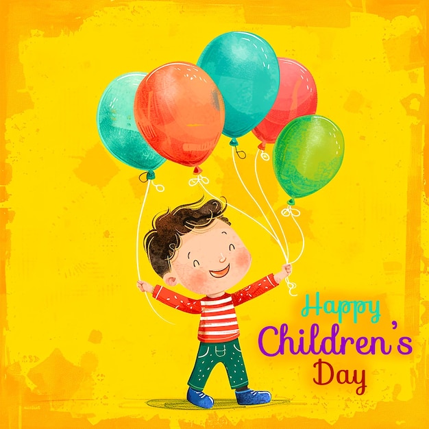 PSD happy childrens day beautiful poster design