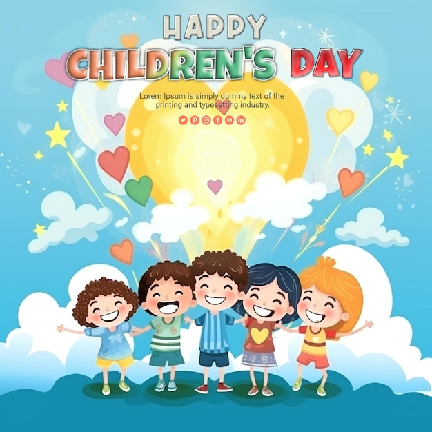 Happy Childrens Day social media template and background