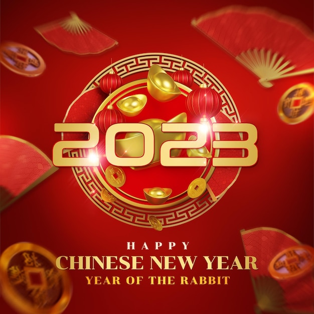 Happy Chinese New Year 2023 Year Of The Rabbit Social Media Greeting