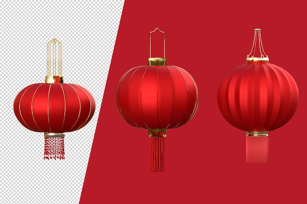 Happy Chinese New Year. Realistic design lanterns hanging chinese decoration. Oriental Asian style. 3D Rendering