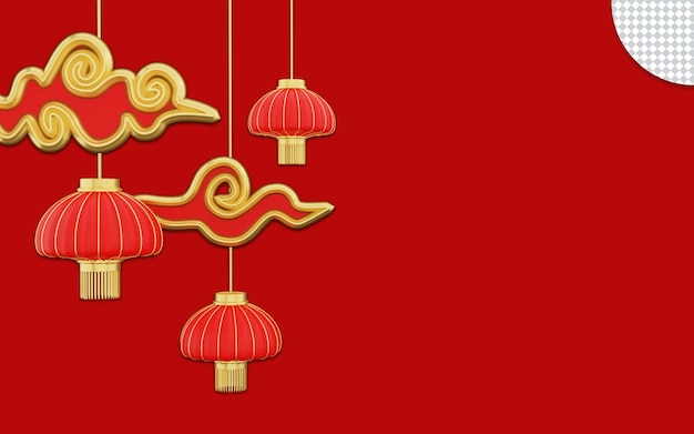 Happy Chinese New Year with lantern 3D rendering