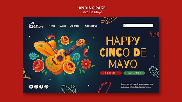 PSD happy cinco de mayo landing page template