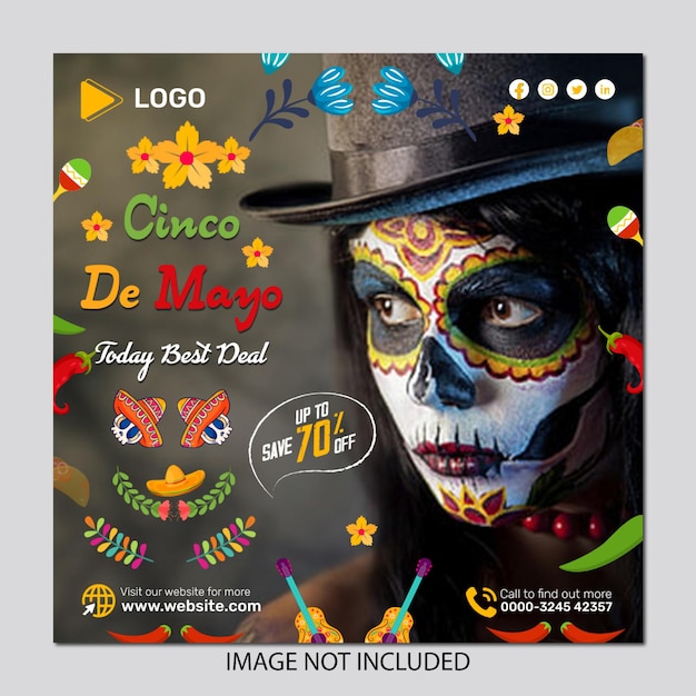 Happy cinco de mayo social media banner post design template