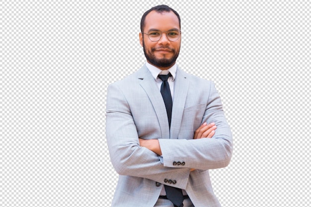 happy confidentmale professional posing with arms folded