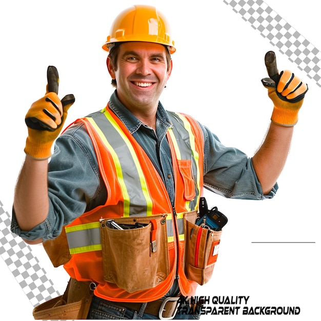 Happy construction worker transparent background