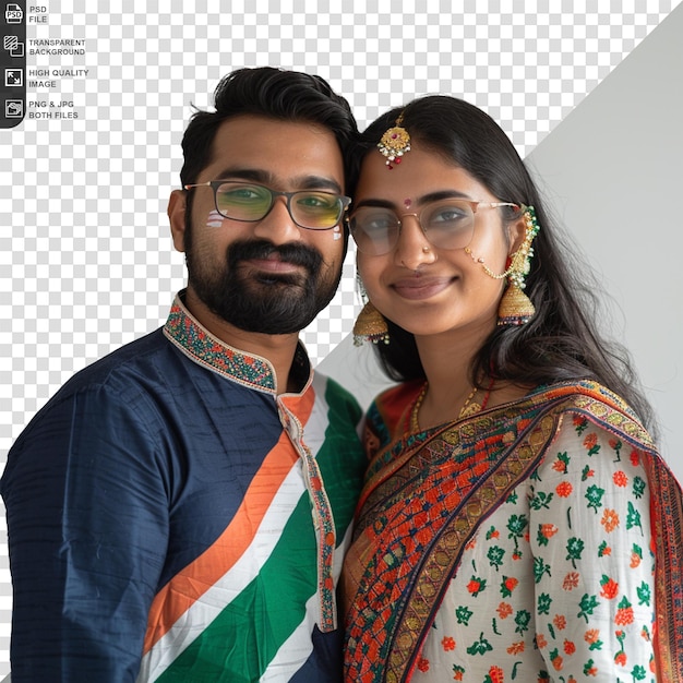 Happy couple wearing india shirt on indian independance day