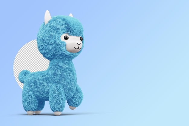 Happy cute alpaca 3d rendering illustration