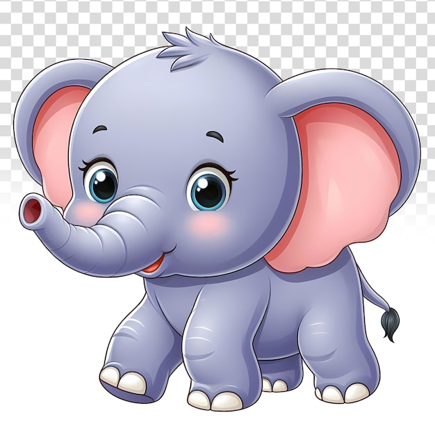 Happy cute elephant cartoon isolated on white background