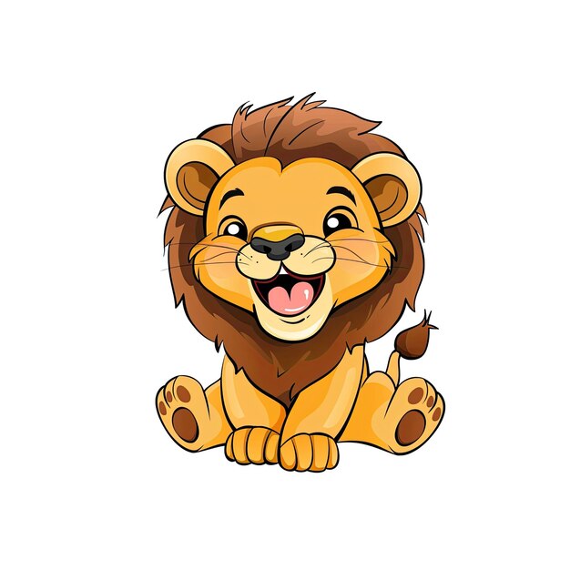 A Happy Depiction Of A Baby Lion In Cartoon Cartoon Illustration