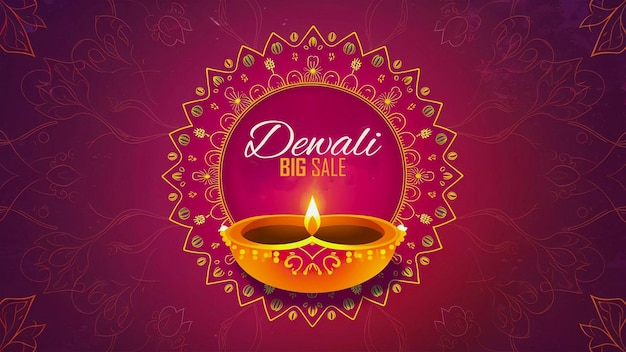 PSD happy dewali decorative oil lamp festival celebration background design