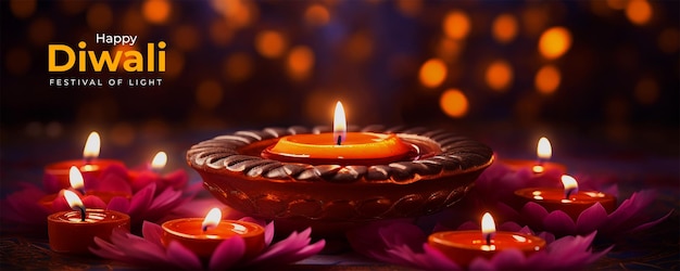 PSD happy diwali background banner