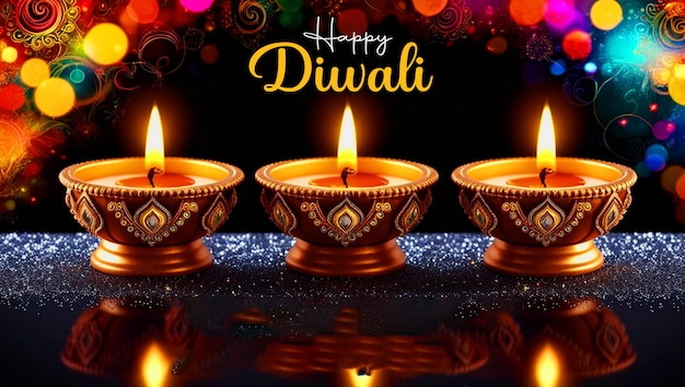 Happy Diwali beautiful decorations social media post template design