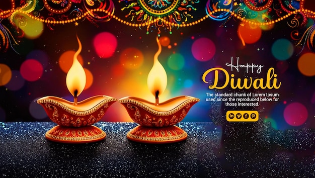 PSD happy diwali beautiful decorations social media post template design