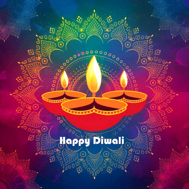 PSD happy diwali diyaoil lamps holiday card celebration poster background