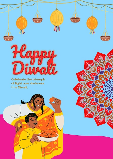 PSD happy diwali festival celebration beautiful greeting card elegant design vector