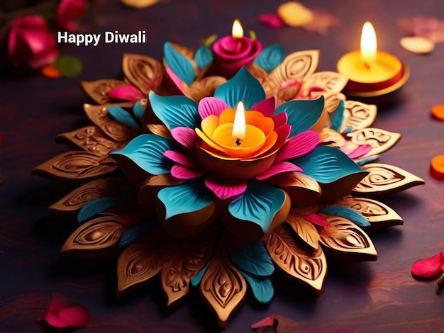 Happy Diwali festival flower design