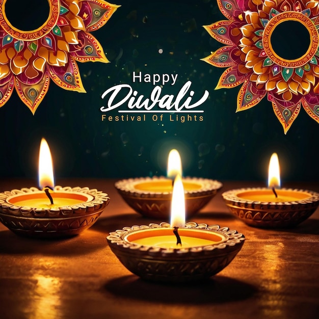 Happy Diwali festival of lights colorful banner template design