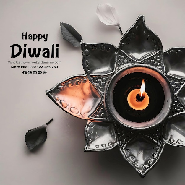 PSD happy diwali festival of lights indian with diwali diya or oil lamp colorful background