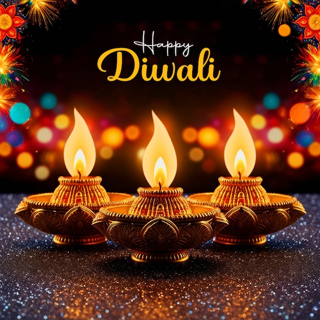 Happy Diwali festival social media post design with beautiful decorations backgrounds