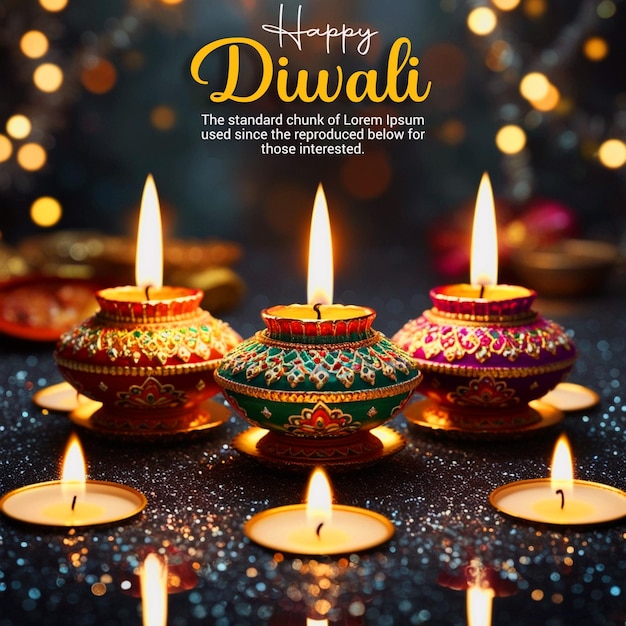 Happy Diwali festival social media post design with beautiful decorations backgrounds