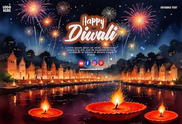 Happy Diwali hindu festival template and poster design for social media posts