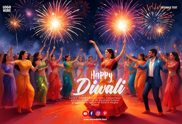 Happy Diwali hindu festival template and poster design for social media posts