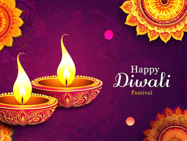 PSD happy diwali with decorative lights background design