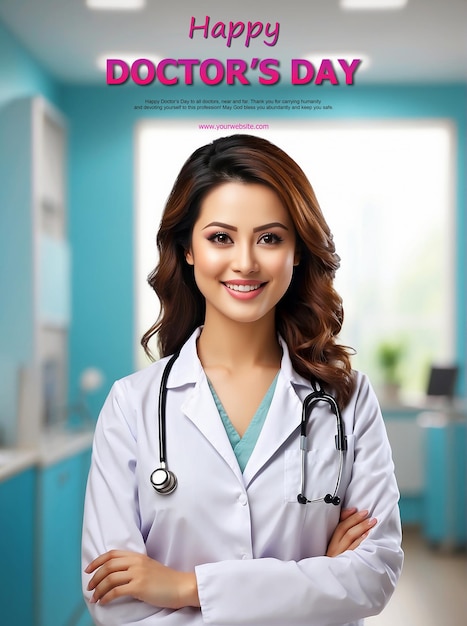 Happy Doctors day beautiful woman doctor are smiling