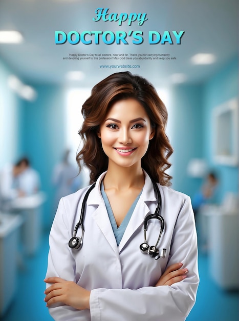 Happy Doctors day beautiful woman doctor are smiling