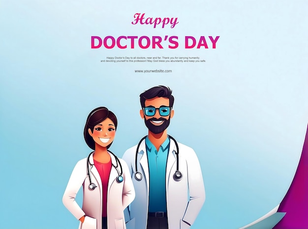 Happy Doctors day perfect 2d illustration of doctors with colorful background