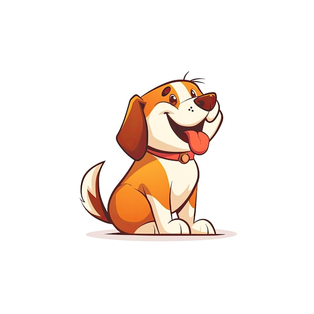 Happy Dog Cartoon Seated Obediently Cartoon Illustration