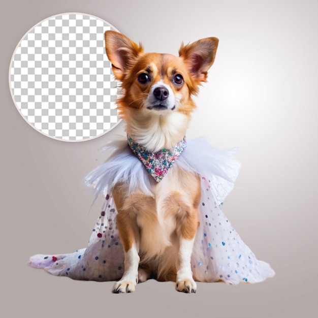 PSD happy dog dressed isolated on transparent background