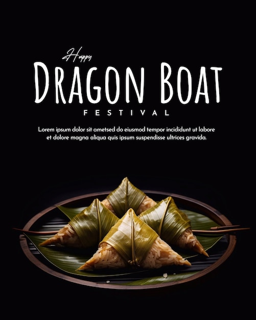 Happy Dragon Boat Festival Poster Design Banner for Duanwu Festival