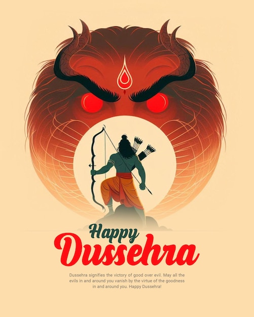 PSD happy dussehra ravana dahan and vijayadashami with lord rama social media post template