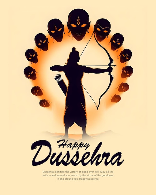 PSD happy dussehra ravana dahan and vijayadashami with lord rama social media post template