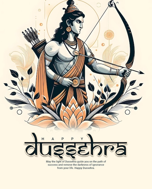 Happy Dussehra and Subh Vijayadashami with ravan dahan social media post banner template