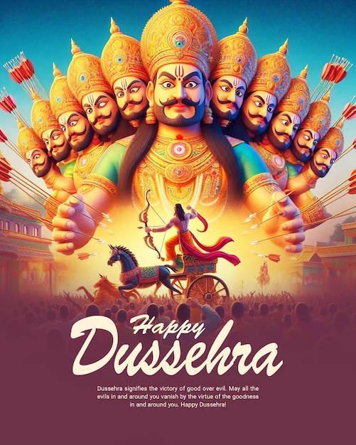 Happy Dussehra and Vijyadashmi with lord rama Social Media Post