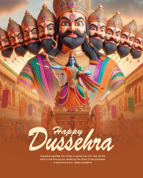 Happy Dussehra and Vijyadashmi with lord rama Social Media Post