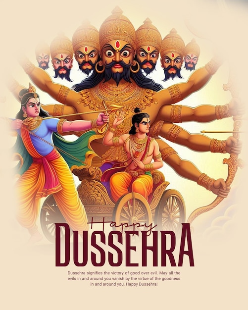 Happy Dussehra and Vijyadashmi with lord rama Social Media Post