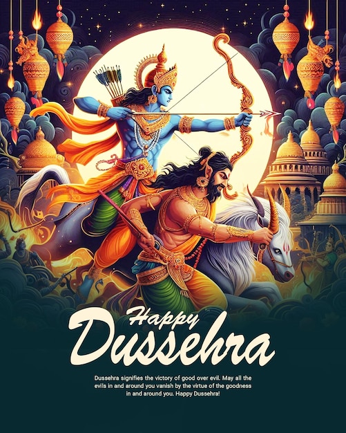 Happy Dussehra and Vijyadashmi with lord rama Social Media Post