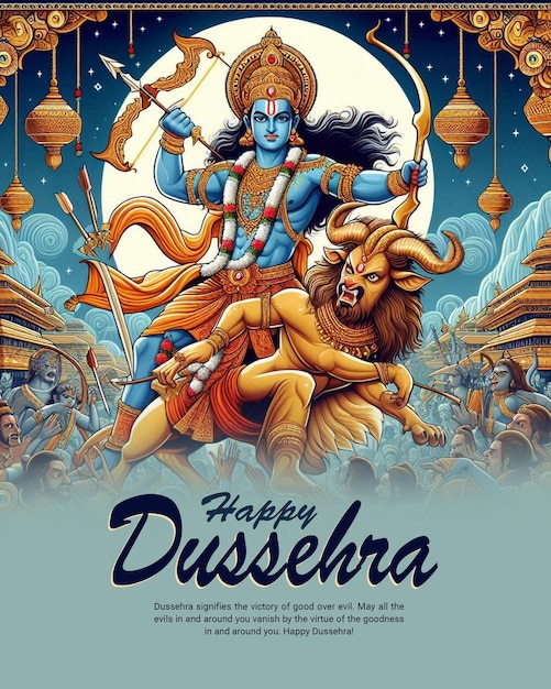 Happy Dussehra and Vijyadashmi with lord rama Social Media Post